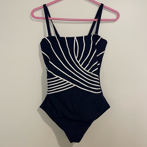 Gottex Navy/White adjustable strap or strapless one piece bathing suit 6 - Picture 3 of 5